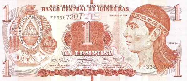 2014 Yılı Honduras  1 Lempias Çil Kondüsyon