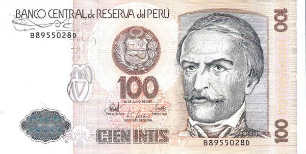 1987 Yılı Peru 100 INTIS Çil Kondüsyon