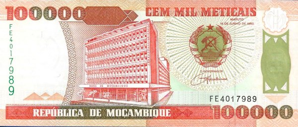 1993 Yılı MOZAMBİK 100.000 METICAIS Çil Kondüsyon