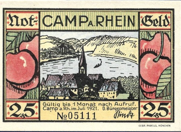 1921 Yılı Almanya 25 Pfening NOTGELL  Çil Kondüsyon