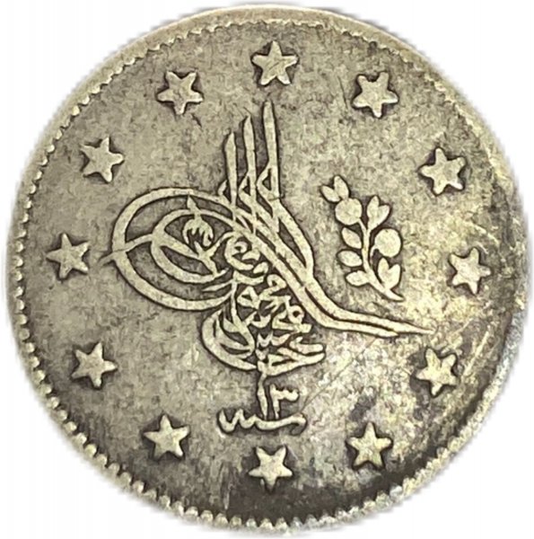 1255/13 GÜMÜŞ 2 KURUŞ KOSTANTİNİYE ÇÇT- (R)