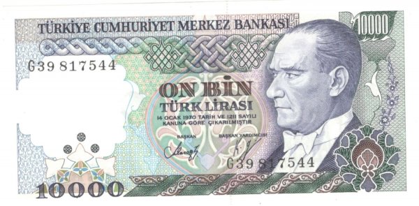 7. EMİSYON 10000 TÜRK LİRASI G39 SERİSİ ÇİL