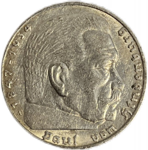 1936 ALMANYA 5 REICHSMARK GÜMÜŞ ÇA+