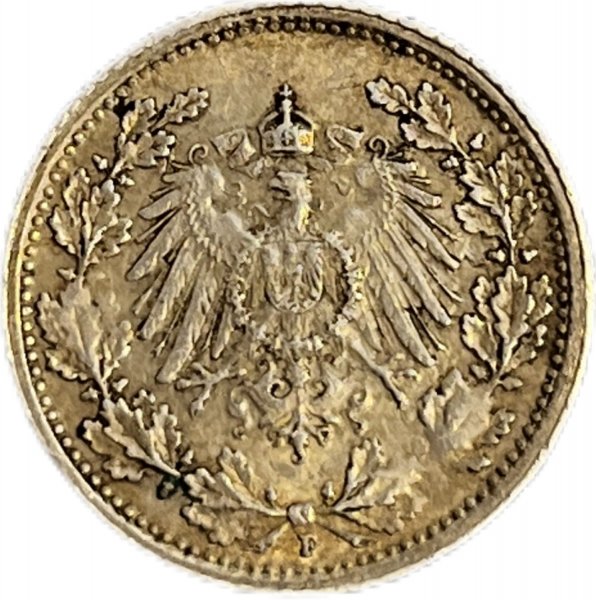 1916 ALMANYA 1/2 MARK GÜMÜŞ ÇÇT+