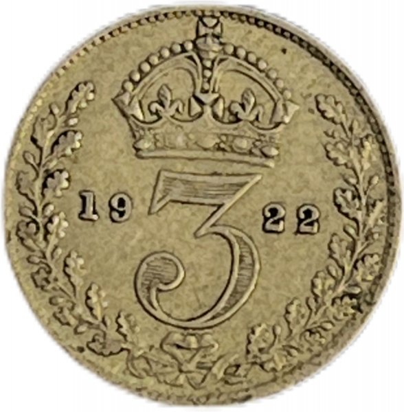 1922  BİRLEŞİK KRALLIK 3 PENCE GÜMÜŞ ÇÇT+