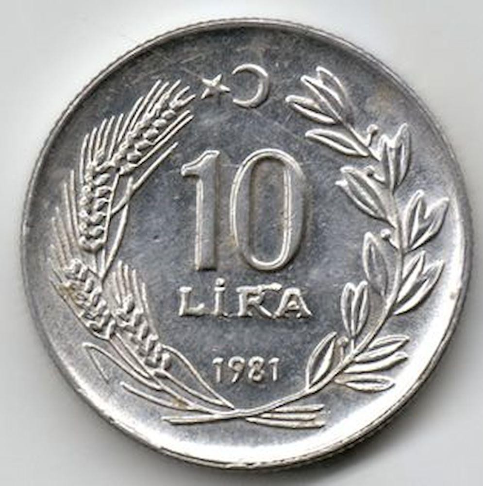 10 Lira 1981 Arka Yüz