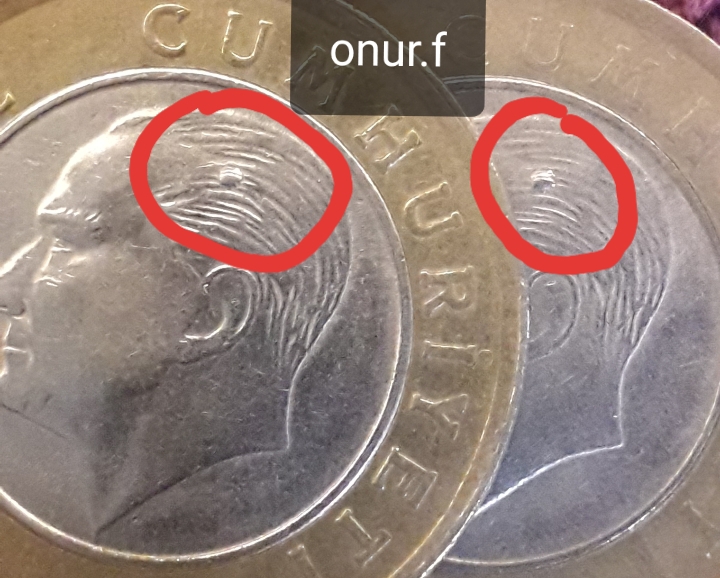 1 Lira (Saç Kısmında Nokta Şeklinde Çapak) 2015