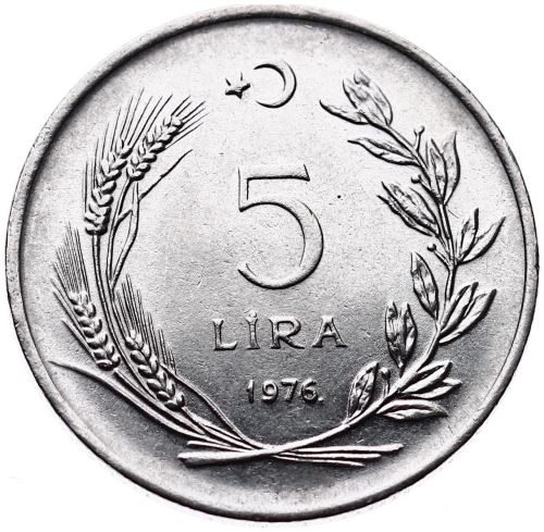 5 Lira 1976 Arka Yüz