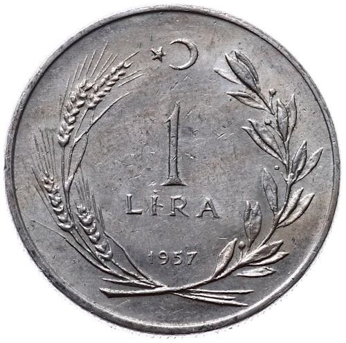 1 Lira 1957 Arka Yüz