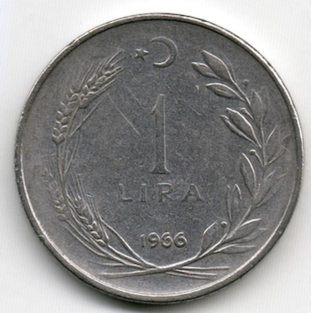 1 Lira 1966 Arka Yüz