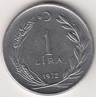 1 Lira 1972 Arka Yüz