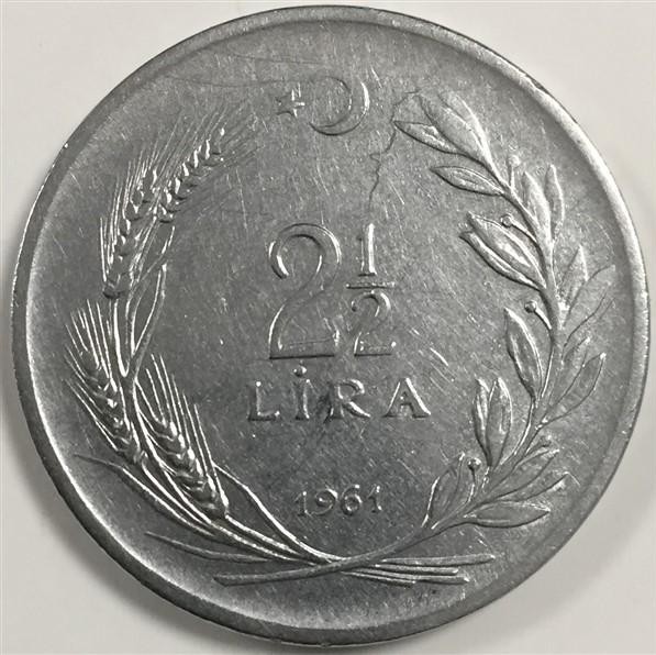 2 1/2 Lira 1961 Arka Yüz